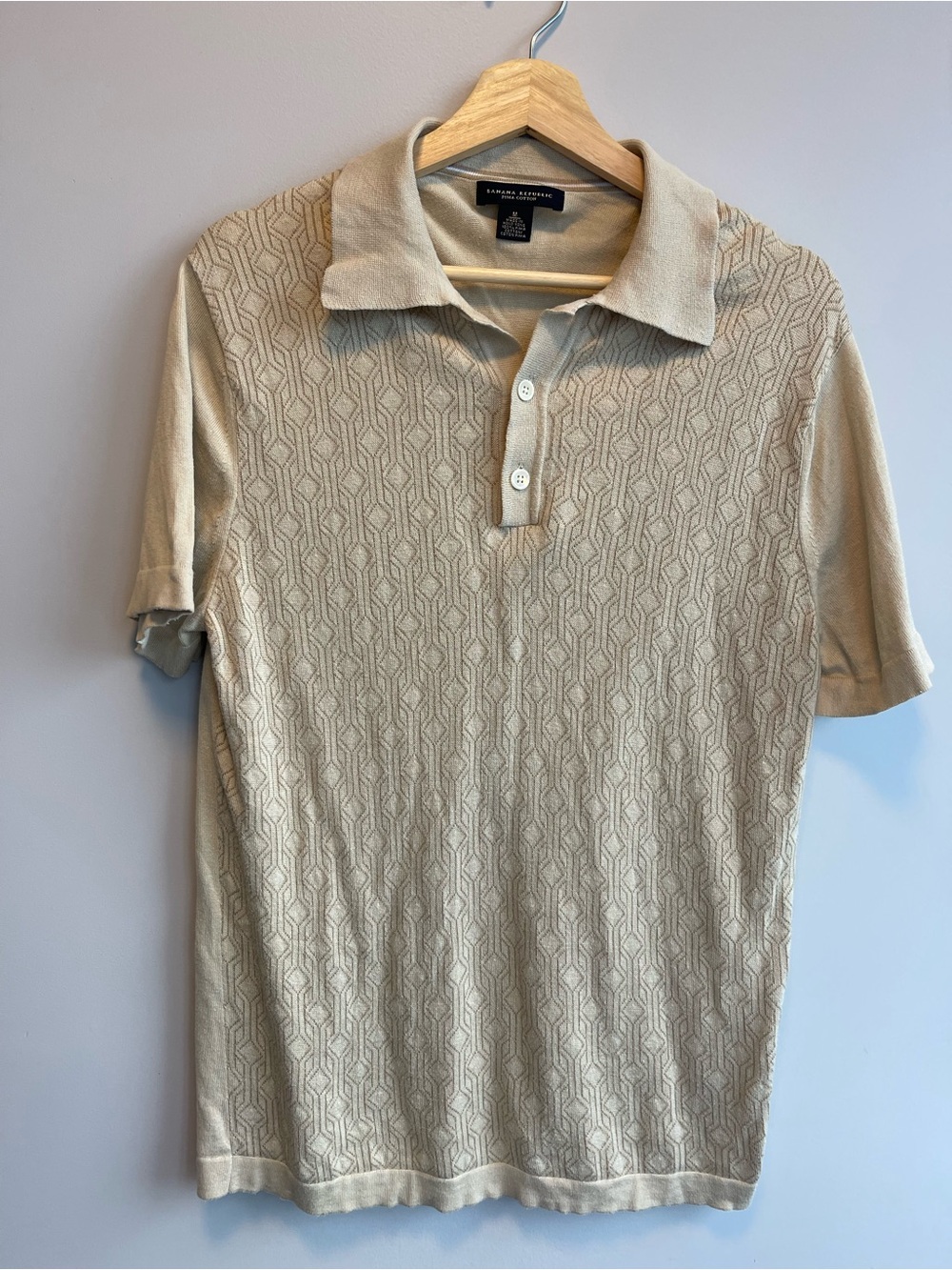 Banana Republic Tan Geometric Knit Polo